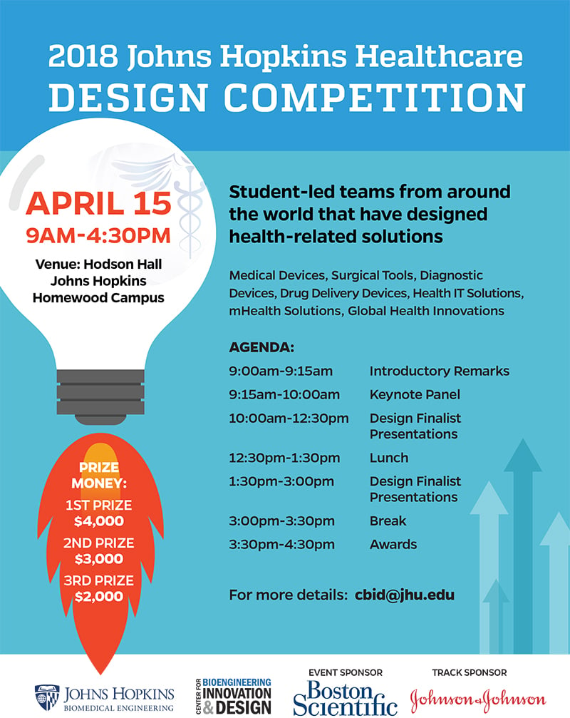 The Johns Hopkins Center for Bioengineering Innovation & Design  2018  Johns Hopkins Healthcare Design Competition - The Johns Hopkins Center for  Bioengineering Innovation & Design