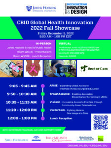 CBID Global Health Innovation 2022 Fall Showcase @ Room W5030, Johns Hopkins School of Public Health